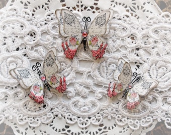 Reneabouquets Butterfly Set - Amelia's Rose Garden Butterflies Scrapbook Embellishment Tag, Card, Mini Album, Wedding
