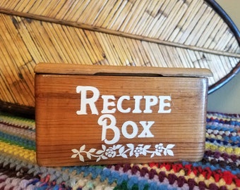Vintage Wooden Recipe Box Retro Kitchen Decor Floral