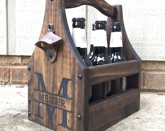 Customizable Beer Caddy - Wooden Bottle Holder - Beer Tote - Beer Holder - Tailgate Tote - Wedding Party Beer Gift - Beer Lovers Tote