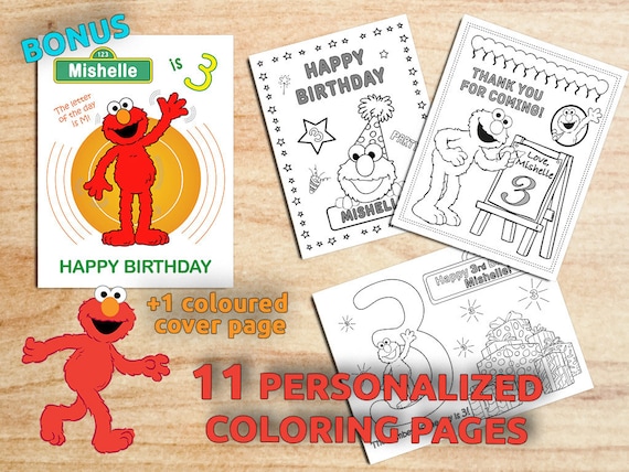 ELMO Birthday Party Coloring Pages Sesame Street Cookie