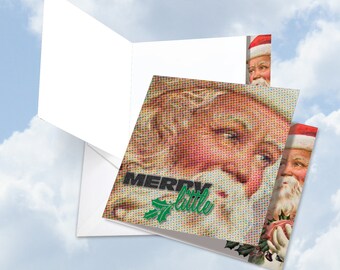 JQ5194AXSG New Jumbo Square-Top Christmas Greeting Card: Abstract Wishes - Merry Little Ft. Inspired Typography and Christmas Cheer,w/ Env.