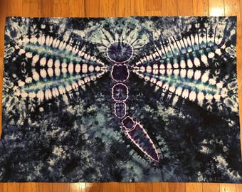 Tie Dye Dragonfly Tapestry Ice Dyed