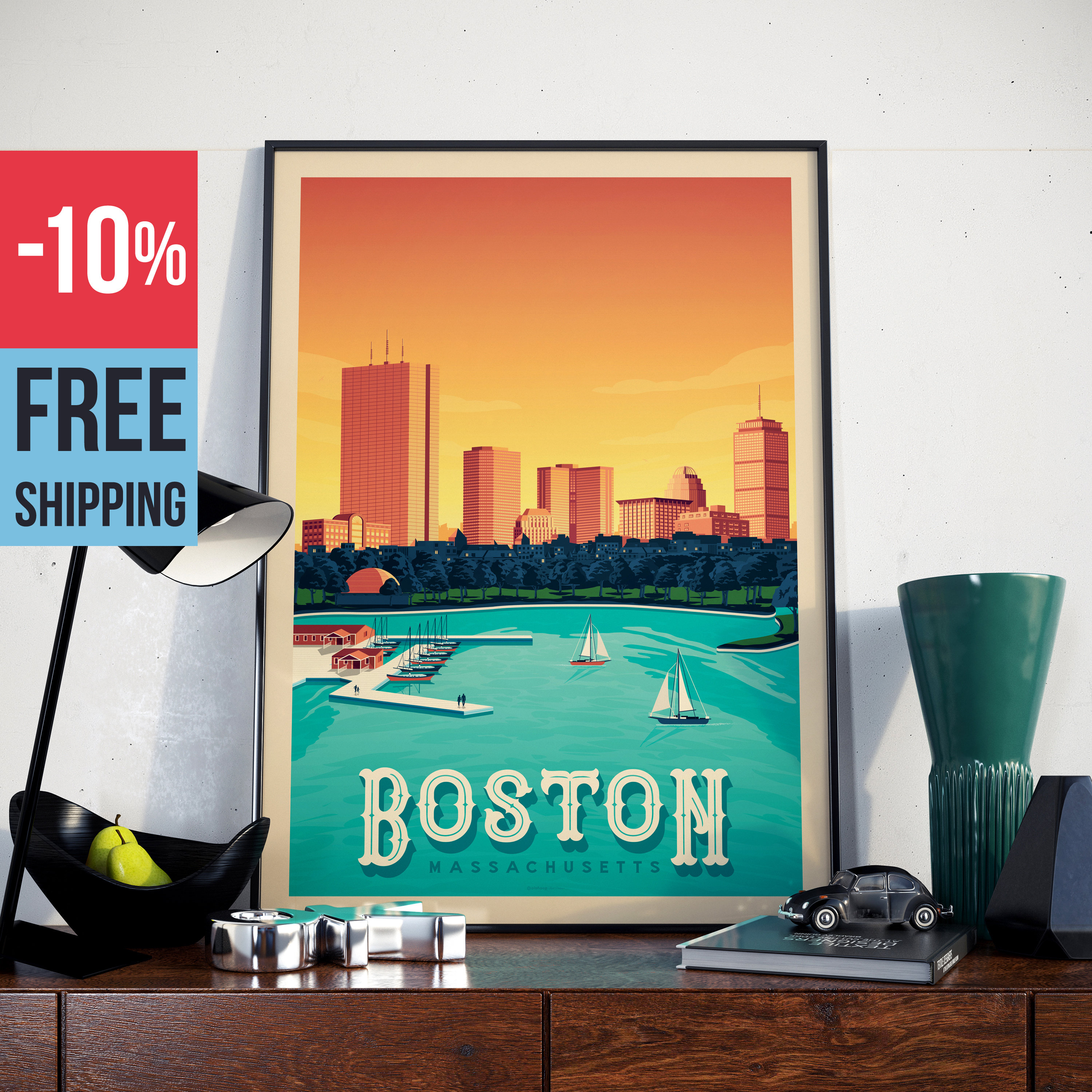 Boston Massachusetts USA Travel Poster, Boston vintage print, Boston ... Boston Massachusetts USA Travel Poster, Boston vintage print, Boston ...