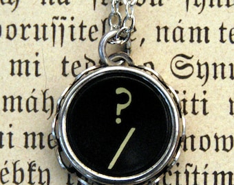 Vintage Typewriter Key Necklace- Question Mark