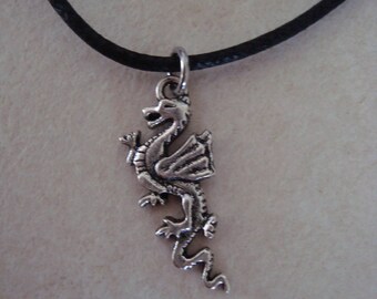 Silver dragon pendant necklace