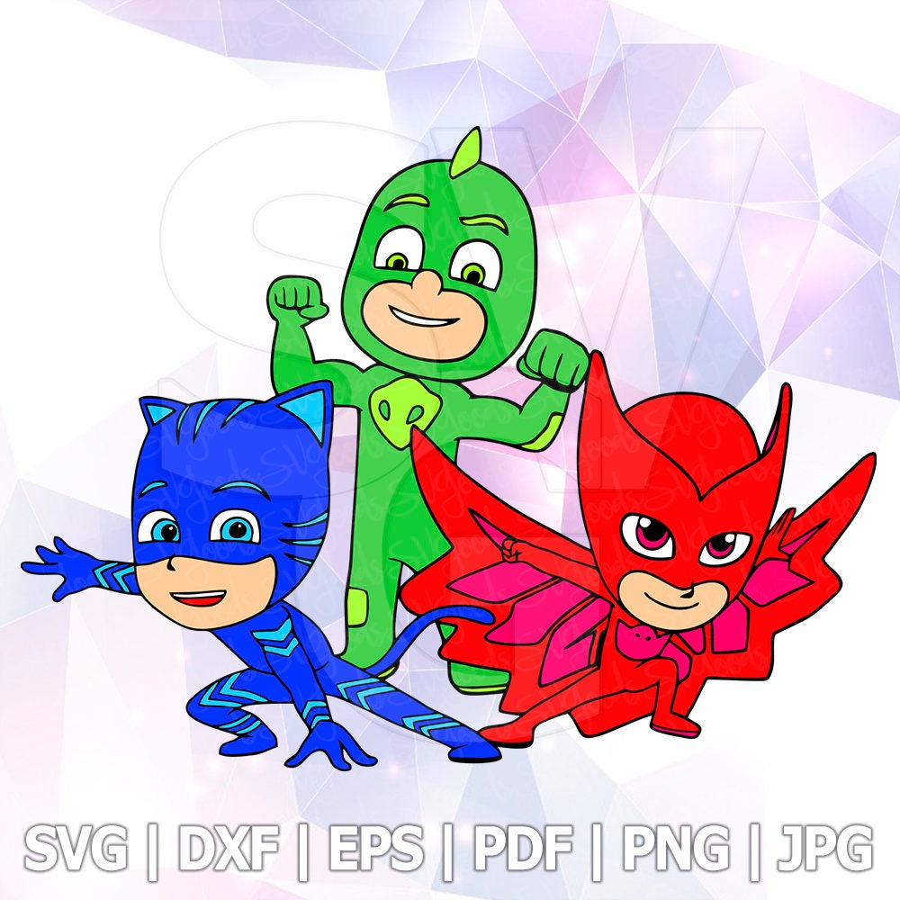 Download PJ Masks Catboy Owlette Gekko SVG DXF Eps Layered Cut Files