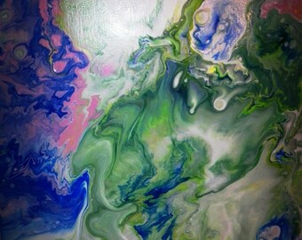 Fluid art - psychedelic acrylic painting