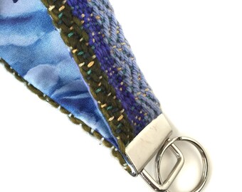 Woven Purple Striped Key Fob | Woven Summer Gifts | Modern Handwoven Keychain | Chevron Wristlet Strap | Budget Friendly Gifts for Her