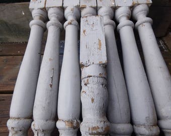 Vintage wood spindle rail balusters Table legs chippy 22 inch posts architectural salvage supplies Shabby Rustic farmhouse