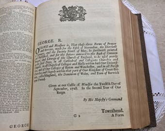 Antique Holy Bible and Book of Common Prayer from 1736, England.