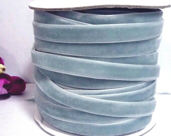 Nile Blue / Grayish Blue / Dusty Blue Velvet Ribbon Trim Craft Wrap 3/8 inch / 1cm / 10mm width W21 -078