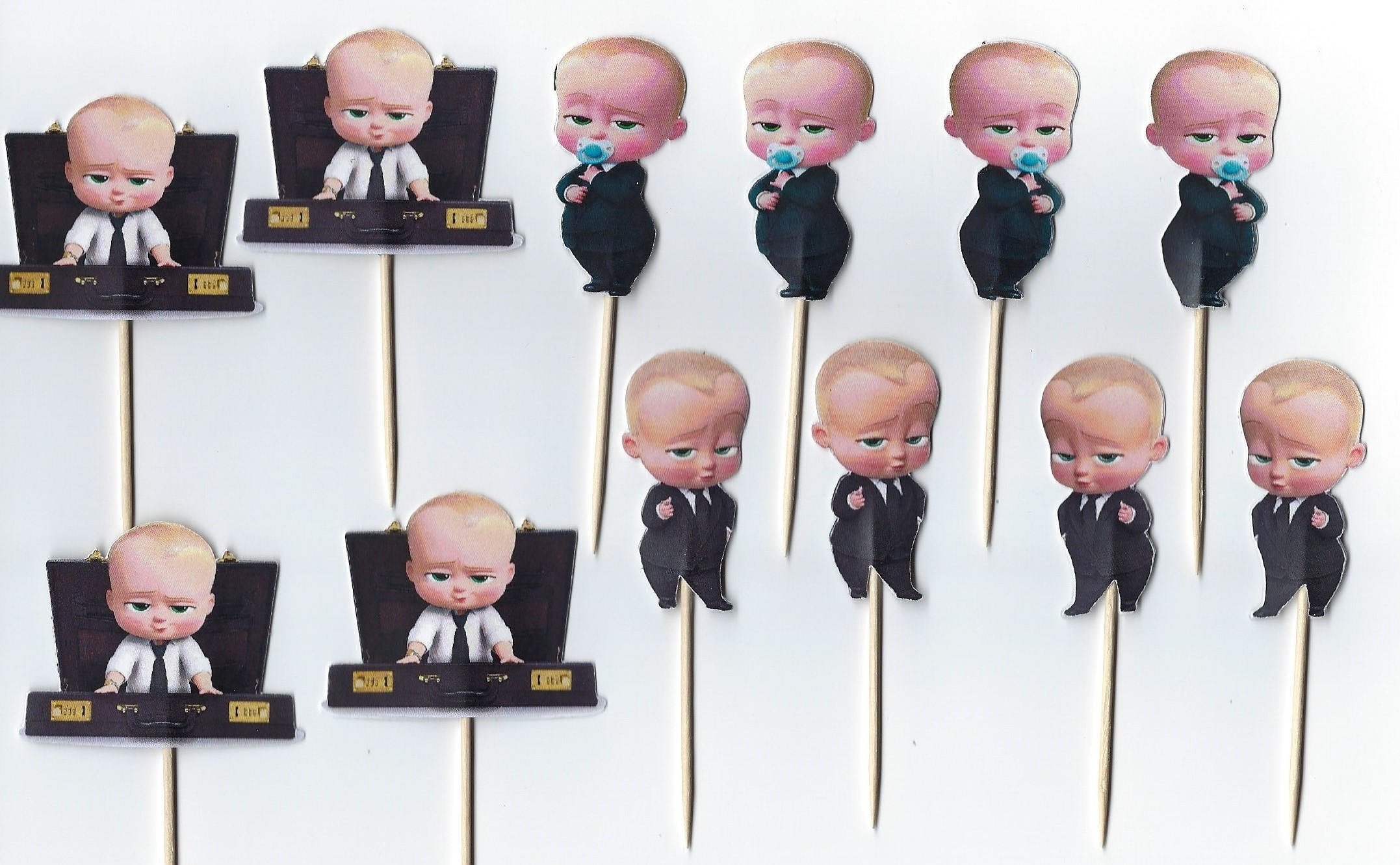 12 Boss Baby inspiried Cupcake Toppers Party Picks Pink