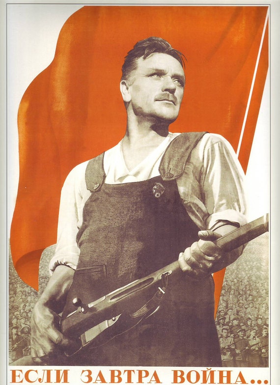 Sovet Political Poster. If the war comes tomorrow. Soviet