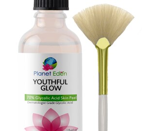 70% Glycolic Acid Peel and Fan Brush - Professional Strength for Wrinkles, Fine Lines and Sun Damage