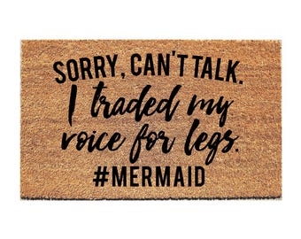 Sorry Can't Talk Mermaid Doormat - Mermaid Doormat - Welcome Mat - Hello Doormat - Beach - Doormats - Doormat Humor - Unique Doormat - Rug
