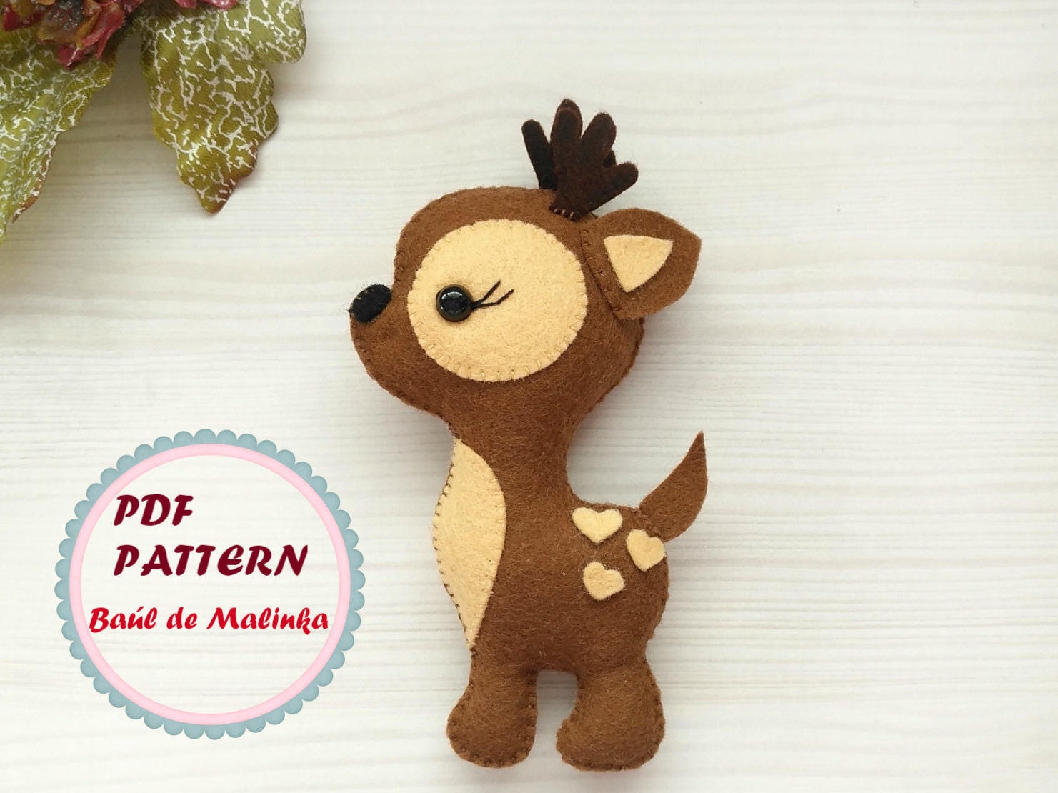 Felt deer woodland pattern Felt sewing deer PDF tutorial DIY