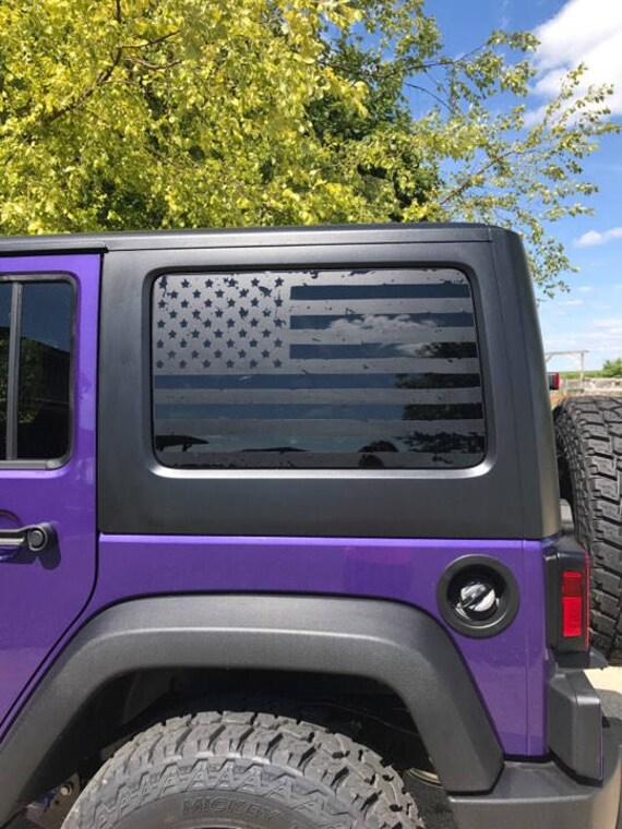 Flag Decals Jeep JKU Wrangler Back Window American Distressed