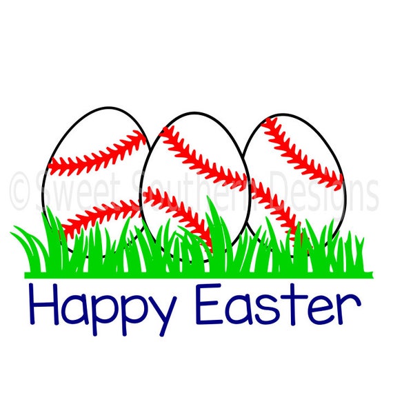 Easter egg grass sports baseball design set SVG instant