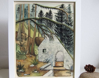 Art - Watercolor Painting - Original Watercolor Painting - Original Art - Painting - Oregon Art - Portland Art - Forest Park Witch House
