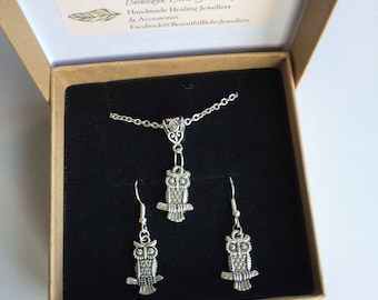 Owl Necklace and earring set