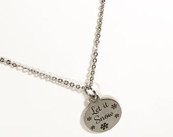 Let It Snow Necklace, Christmas Jewelry, Let It Snow Jewelry, Christmas Outfit Jewelry, Christmas Gift, Christmas Necklace, Let It Snow Gift