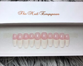 Press on nails ~ Stiletto false nails ~ French tip nails ~ French false nails ~ French fake nails ~ Press on nails coffin ~ Wedding nails