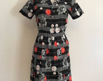 Vintage Floral Print Dress