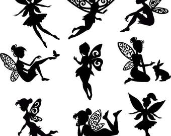Fairy Die Cut Out Silhouette - Assorted Fairy Cutout x 10. Great for card making, scrapbooking, fairy jar, embellishments, party favours