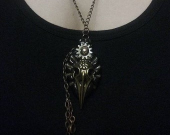 Steam Punk Crow Unique Jewelry , Gothic Jewelry , Steam Punk Jewelry , Necklace , Costume Jewelry , Crow Skull Necklace ,