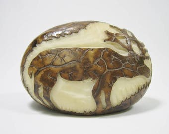 Tagua Nut Relief Carving - Moose (1153-C451)