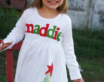 Girls Christmas Dress, Toddler Christmas Dress, Personalized Christmas Dress
