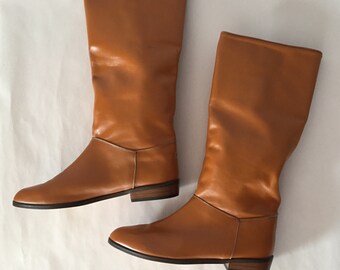 OCHRE BROWN leather riding boots | 1970s made in France boots | size