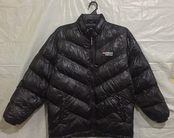 Vintage Puffer Jacket AIRWALK STREET USA Embroidery Spell out Black Puffer Jacket Airwalk Unisex Size Medium