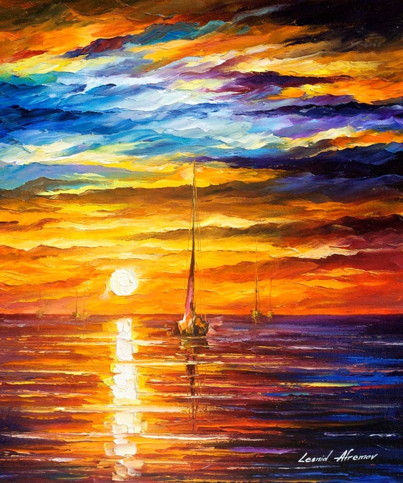 Lonely Sea 3 PALETTE KNIFE Modern SeaScape Fine Art Oil