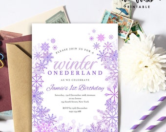 Winter Onederland Birthday Invitation | 5x7 | Editable PDF File | Instant Download | Personalize at home with Adobe Reader
