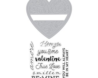 Sale Hero Arts Floral Heart Stamp & Cut by Lia DC176 heart die, valentine, love, amore, smitten, be mine, scrapbook, stamp, papercraft