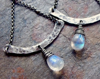 Rainbow Moonstone Sterling Silver Chandelier Earrings
