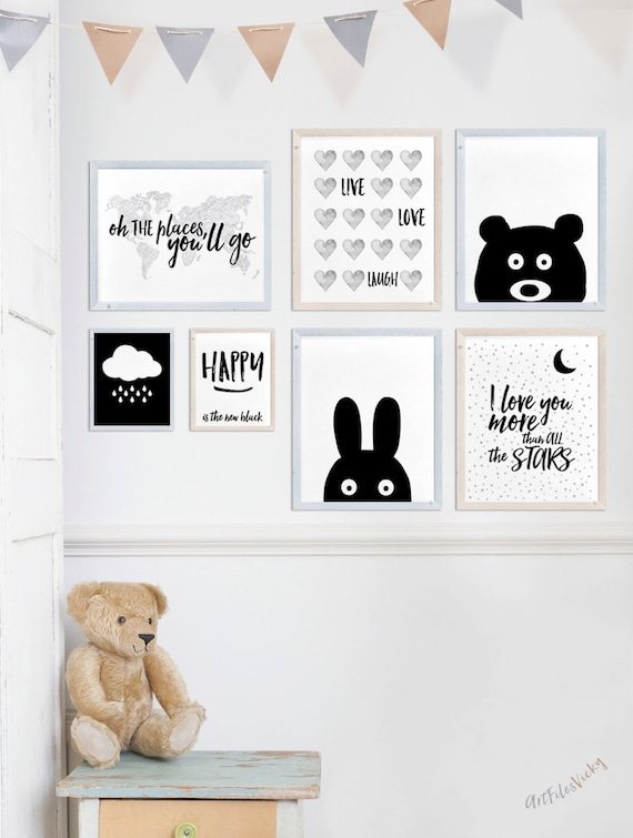 Nursery prints set of prints set of 7 art prints nursery art black and white prints baby girl baby boy wall art prints artfilesvicky Nursery prints set of prints set of 7 art prints nursery art black and white prints baby girl baby boy wall art prints artfilesvicky