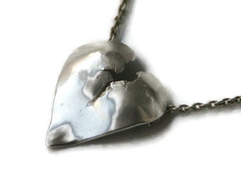 Broken Heart Necklace or Pendant in Sterling Silver - Small