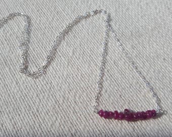 Ruby Necklace. Pendant Necklace. Charm Necklace. Gemstone Necklace. Bar Necklace. Gift For Her.