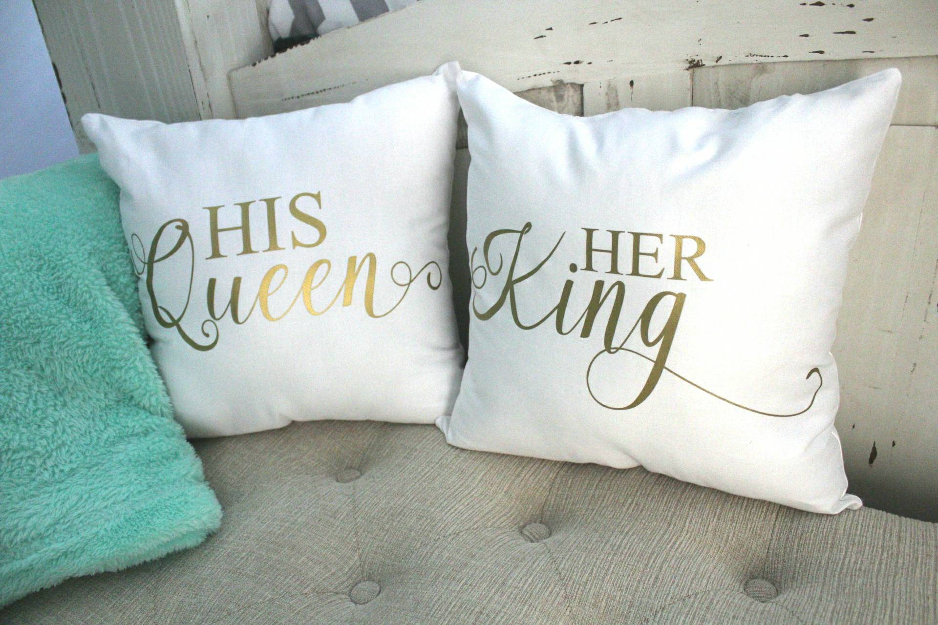 King and Queen Throw Pillows His and Hers Decorative Pillows Set