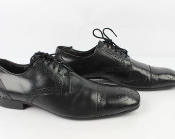 VINTAGE Derby BALMAIN all leather black Uk 7.5 / 41 very good condition Fr (1781)