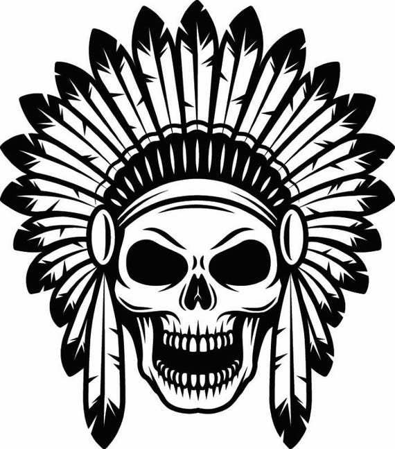 Indian Skull 1 Native American Warrior Headdress Feather