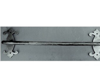 Hand Forged Wrought Iron Decorative Plate Towel Bar