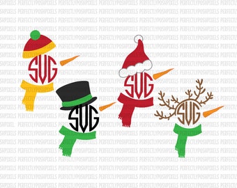 Christmas SVG Snowman Monogram Frame Commercial Use Ok dxf eps files Silhouette Designer Edition Cameo Cricut Design Space Cricut Explore