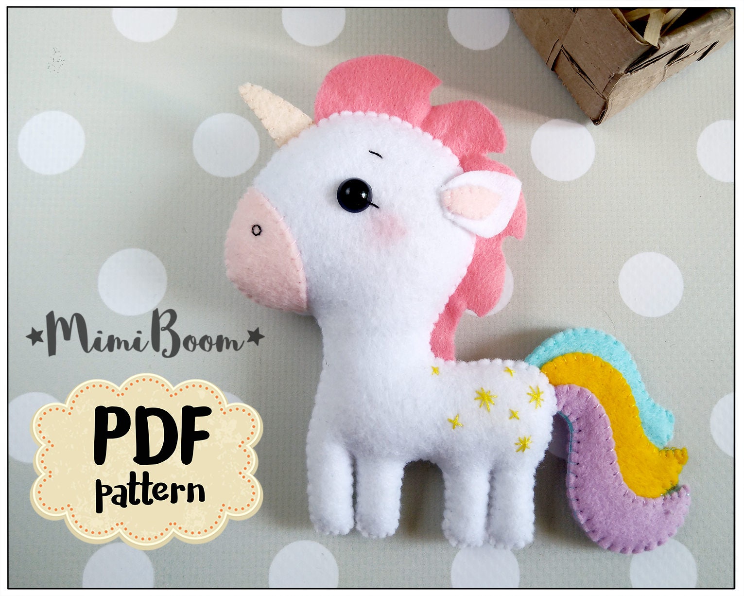 Felt Unicorn Pattern Pdf Tutorial Unicorn Plush Sewing