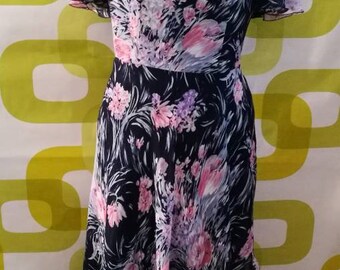 Long vintage dress, anni70, made in Italy, floral dress, free shipping