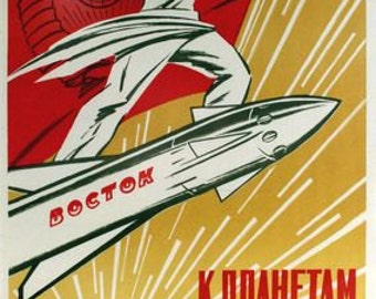 Vintage 1961 Vostok Rocket Soviet Union Propaganda Poster A3 Print
