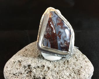 Ring- Plume Agate and Sterling SIlver