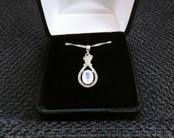 Moonstone Gemstone Solid Sterling Silver Necklace